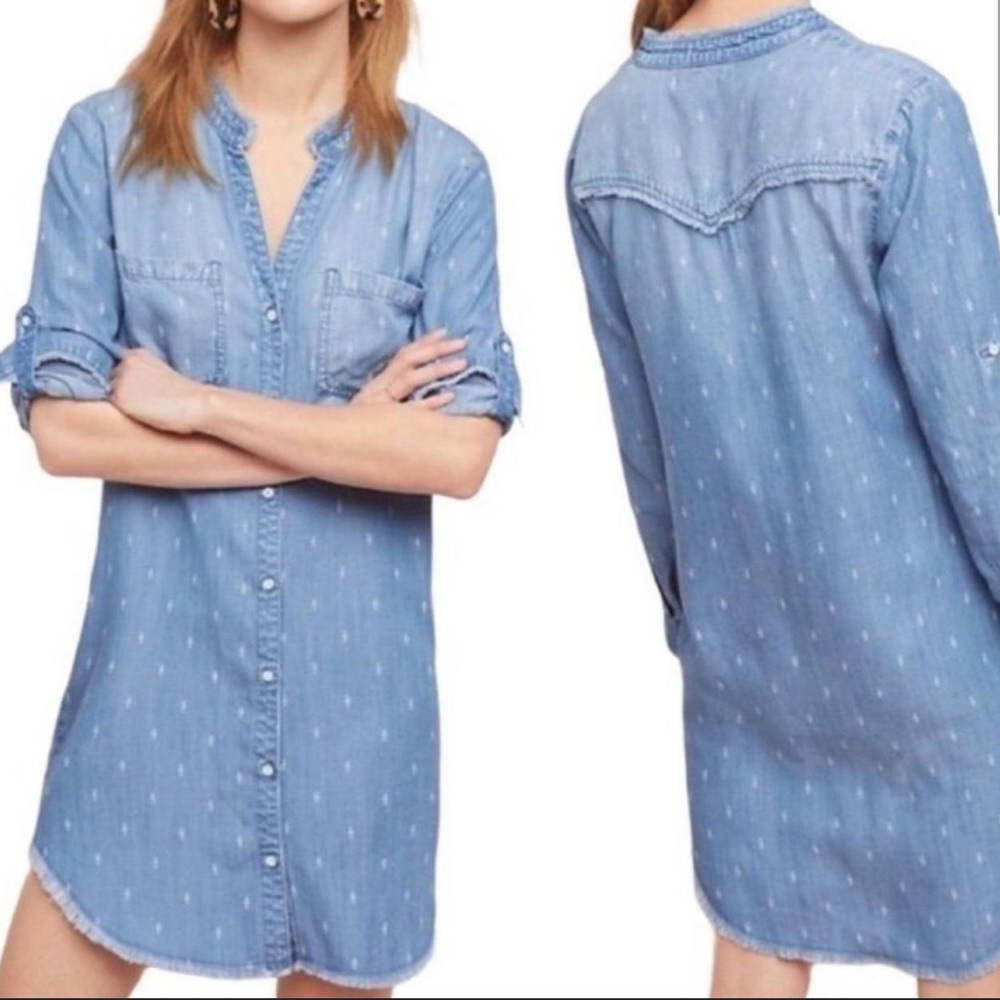 Anthropologie Cloth & Stone Women's MaryLou Chambray Shirtdress LS Medium